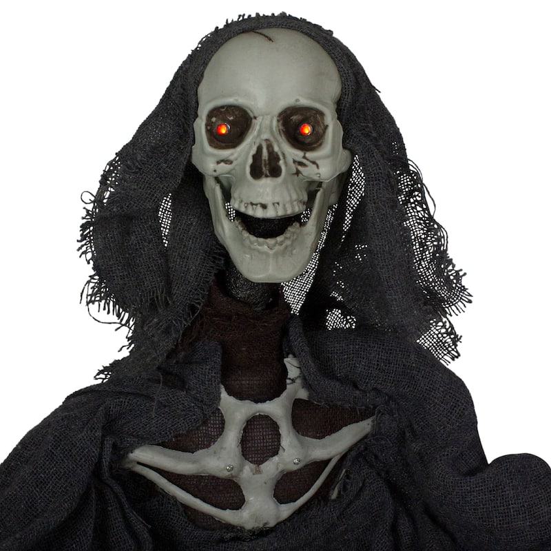 LED Lighted and Animated Winged Grim Reaper Halloween Decoration - 50"