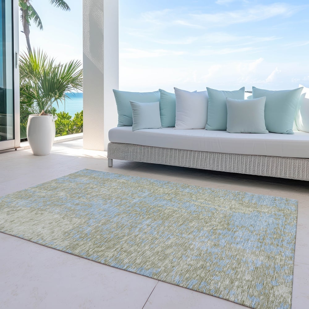 Machine Washable Indoor/ Outdoor Modern Abstract Chantille Rug