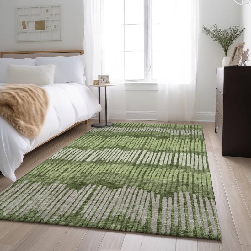 Premium Washable Super Soft Modern Sketches Mayfield Rug - Olive - 5' x 7'6"