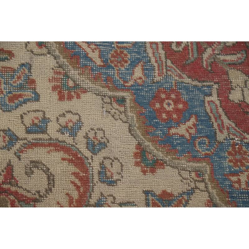 Hand Knotted Oriental 100% Wool Carpet Traditional Floral Pink Tabriz Area Rug - 12' 10'' X 9' 7''