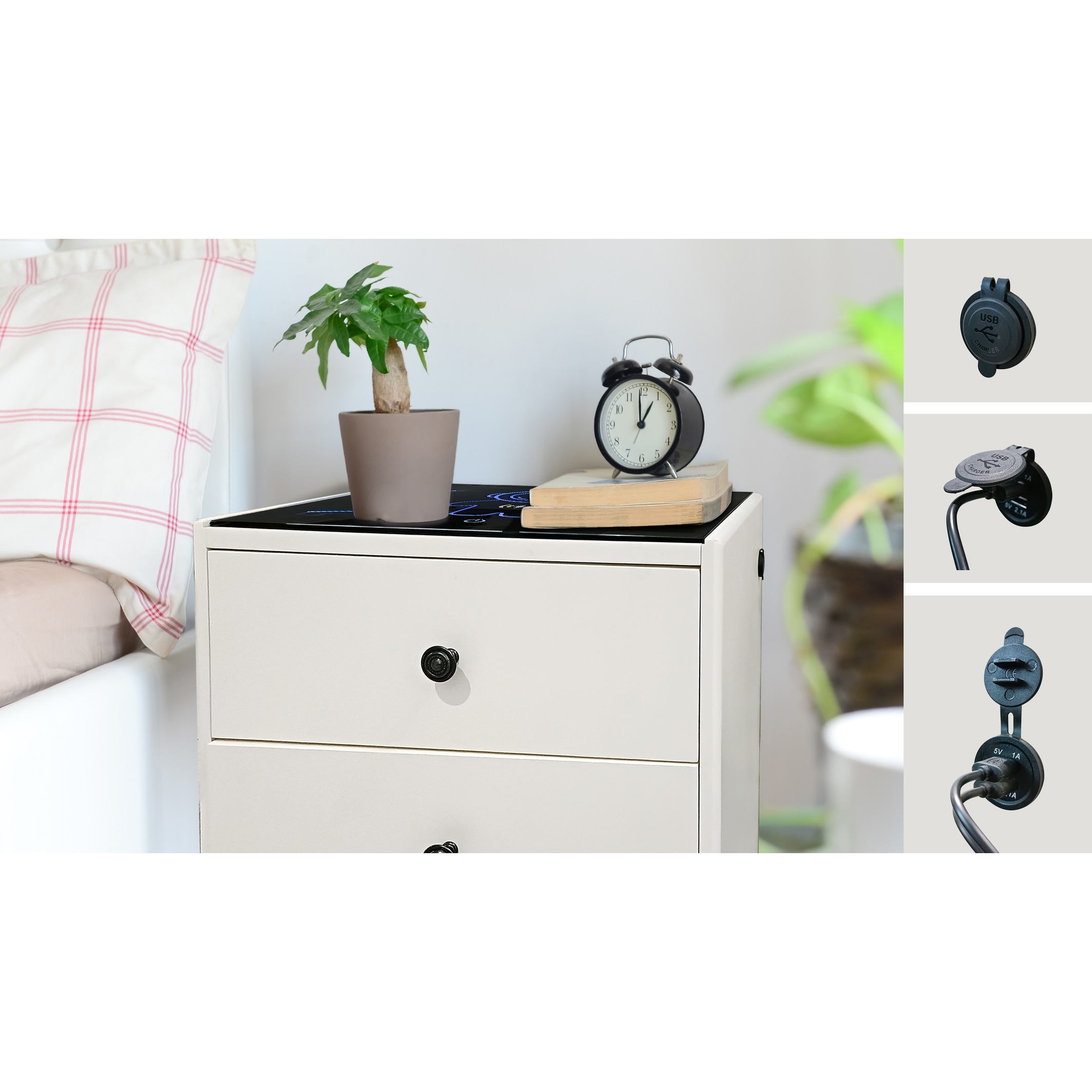 Nightstand with light and usb on sale