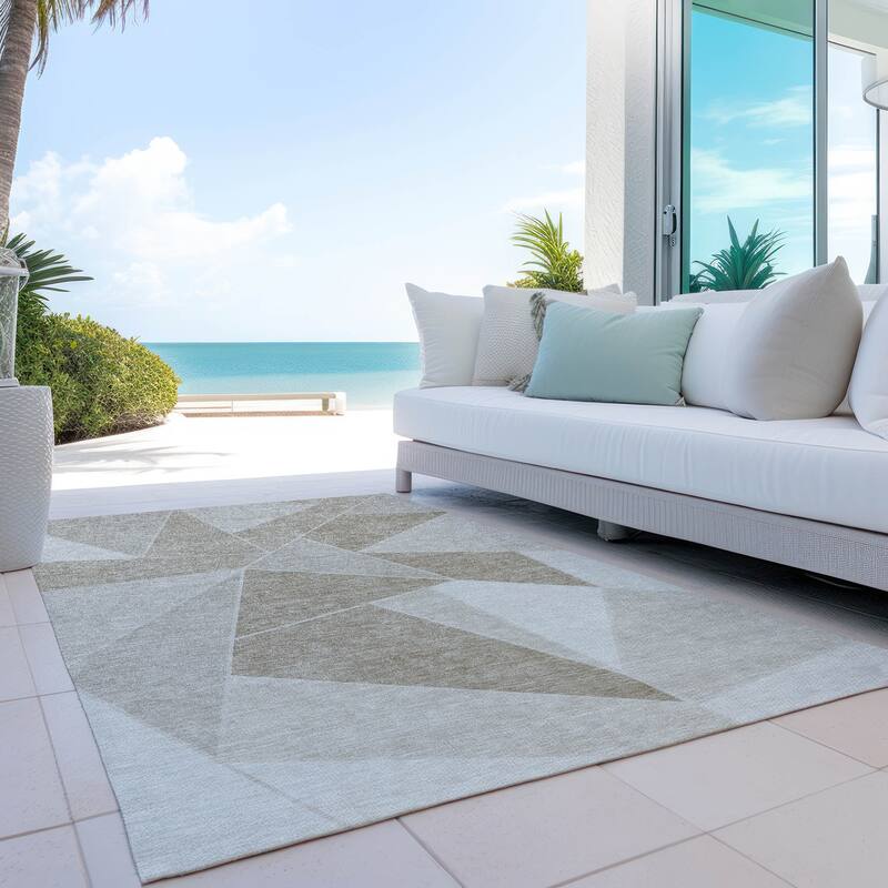 Machine Washable Indoor/ Outdoor Chantille Modern Mosaic Rug