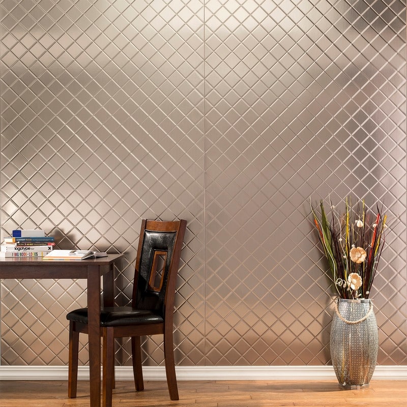 FASÄDE Quilted 4-foot x 8-foot PVC Wall Panel in Brushed Nickel