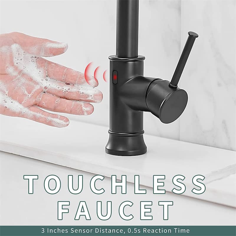 Touchless Kitchen Faucet With Pull Down Sprayer Commercial Single Handle Kitchen Sink Faucet 1 Hole Laundry Smart Hand-Free Taps