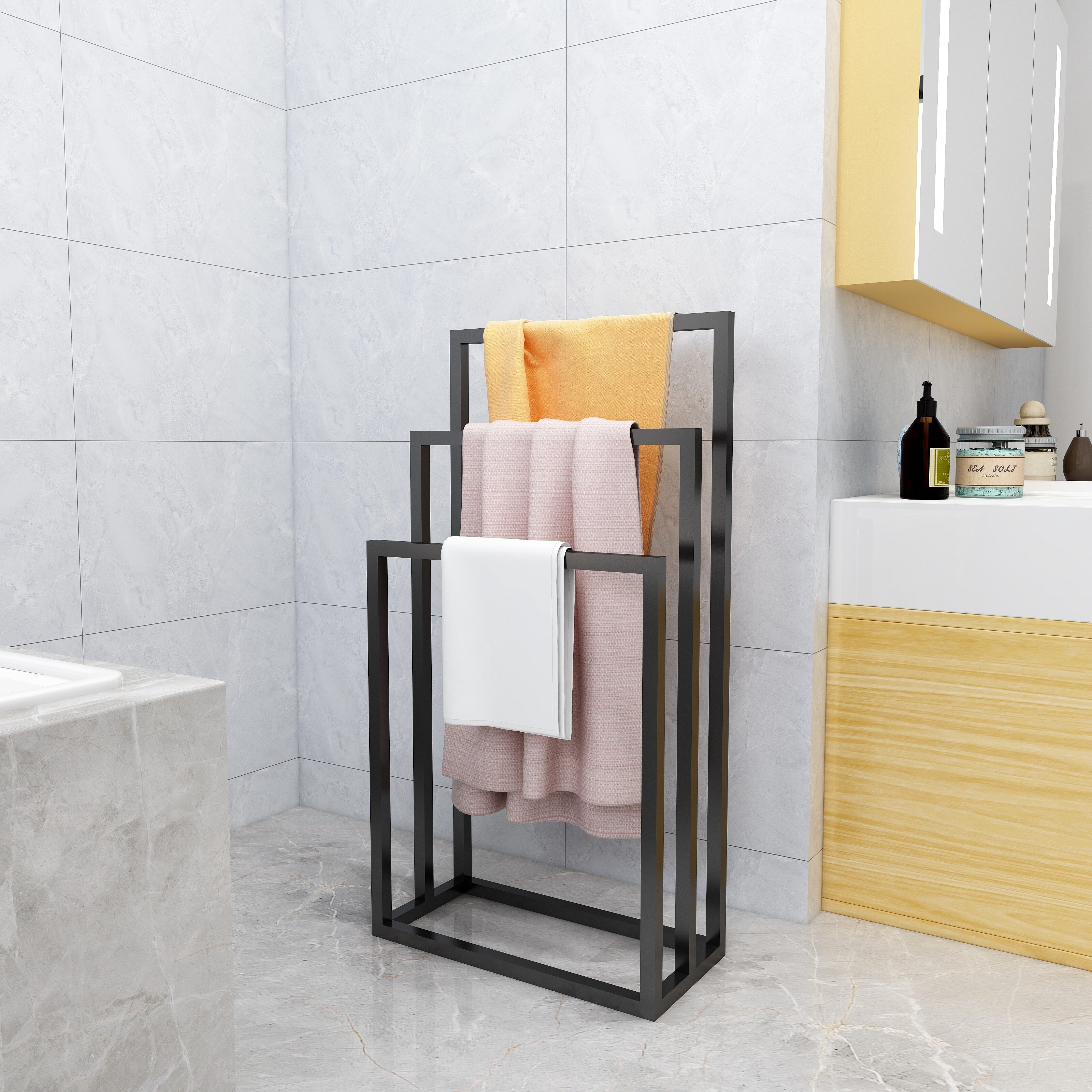 Panjome Free-standing 3-tier Iron Towel Rack - Bed Bath u0026 Beyond - 34745421