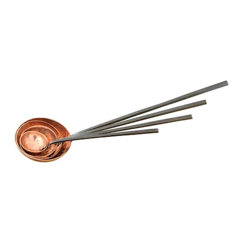 Copper Ladles with Hammer Textured Scoops & Smooth Handles (Set of 4 Sizes in Drawstring Bag)