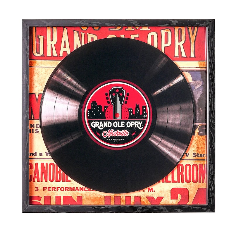 American Art Decor Grand Ole Opry Bill Monroe Themed Printed Vinyl Record in Shadowbox Frame - 14" x 14"