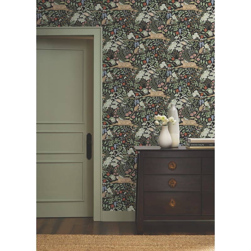 Rifle Paper Co. Safari Black Jungle Toile Premium Peel + Stick Wallpaper