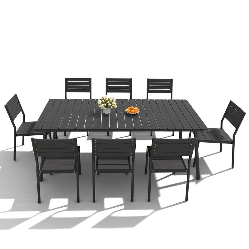 7-Piece Outdoor Dining Set Aluminum Dining table with Stackable Chairs