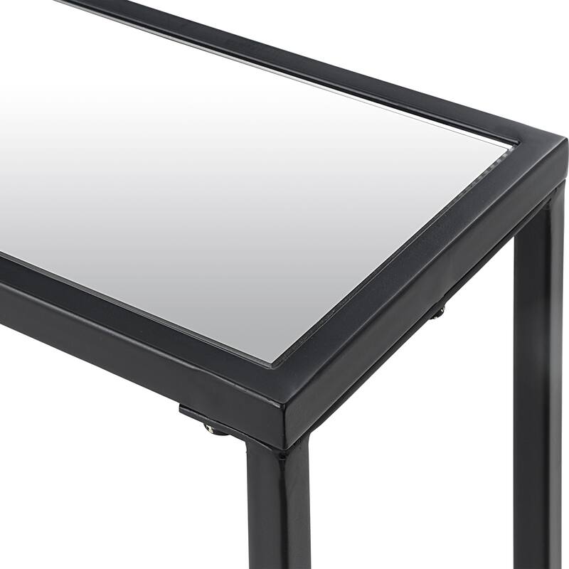 Copper Grove Metal and Tempered Glass Narrow Console Table