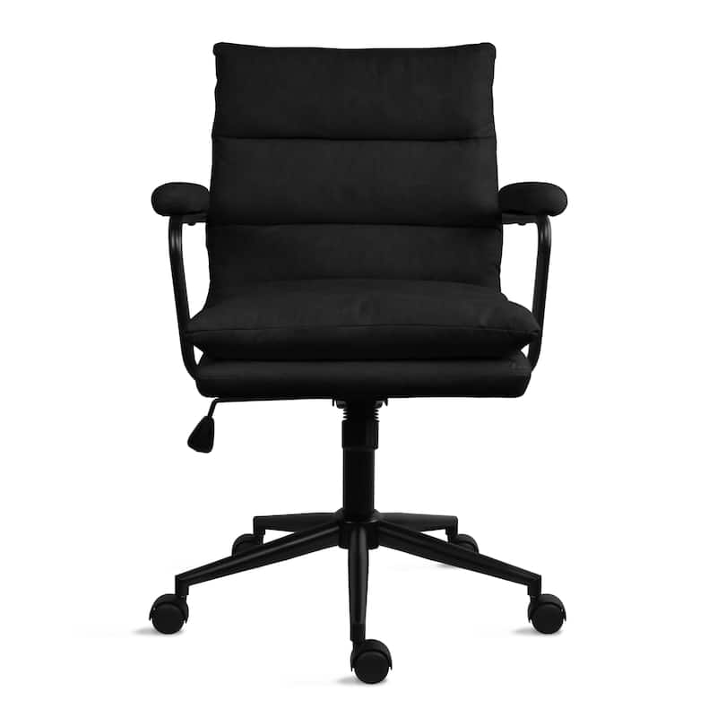 Modern Office Mid Back Ribbed Cloth Seat Armchairs Adjustable Height