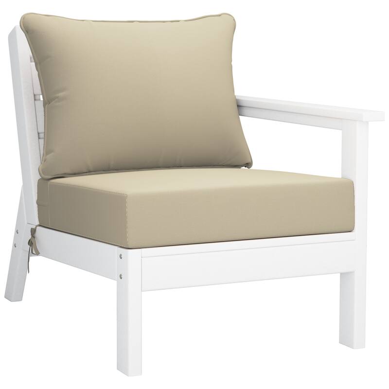 Birchwood All Weather HDPE Outdoor Patio Deep Seating White Right Arm Facing Chair With Cushions (1-Piece)