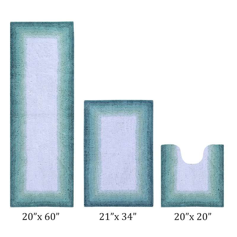 Better Trends 100% Cotton Super Soft & Highly Water Absorbent Bathroom Rugs-Torrent Collection Tufted Machine Washable Bath Mats - 3 Piece Set (20" x 20" | 21" x 34" | 20" x 60") - Turquoise
