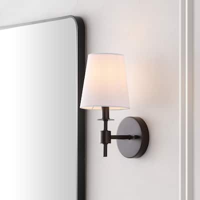 SAFAVIEH Lighting Dalany 7-inch Fabric Shade Wall Sconce with Bulbs (Set of 2) - 7 in. W x 5.5 in. D x 11 in. H