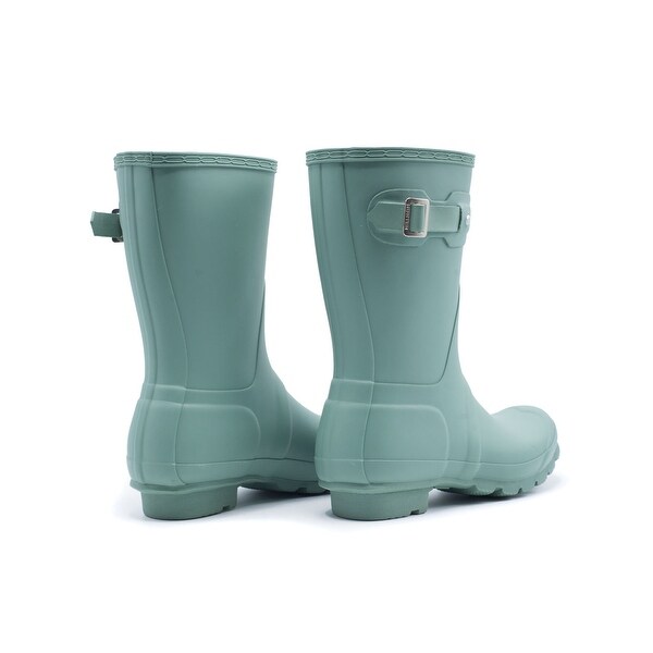 hunter green short rain boots
