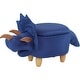 preview thumbnail 1 of 14, Critter Sitters 15-In. Seat Height Denim Blue Triceratops Dino Storage Ottoman, Furniture for Nursery, Bedroom, and Playroom