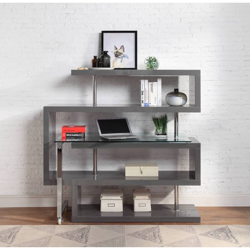 Modern and Versatile Writing Desk with Shelves for Efficient Workspace