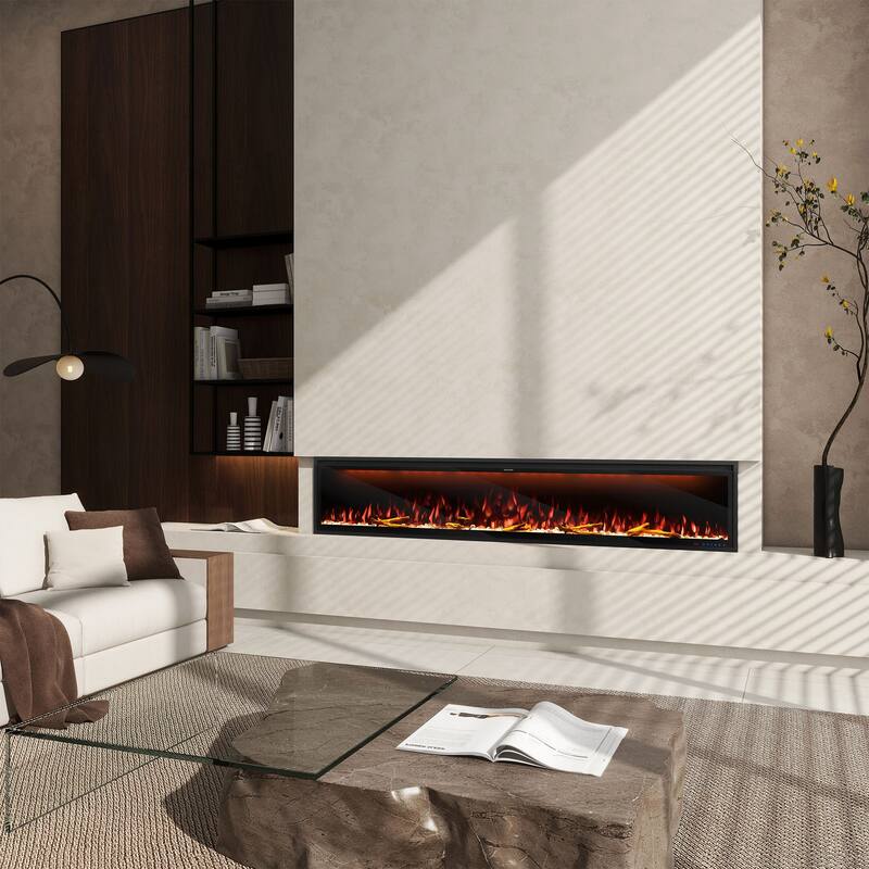 Clihome 42-88 INCH Recessed Wall-Mounted Intelligent Control Electric Fireplace