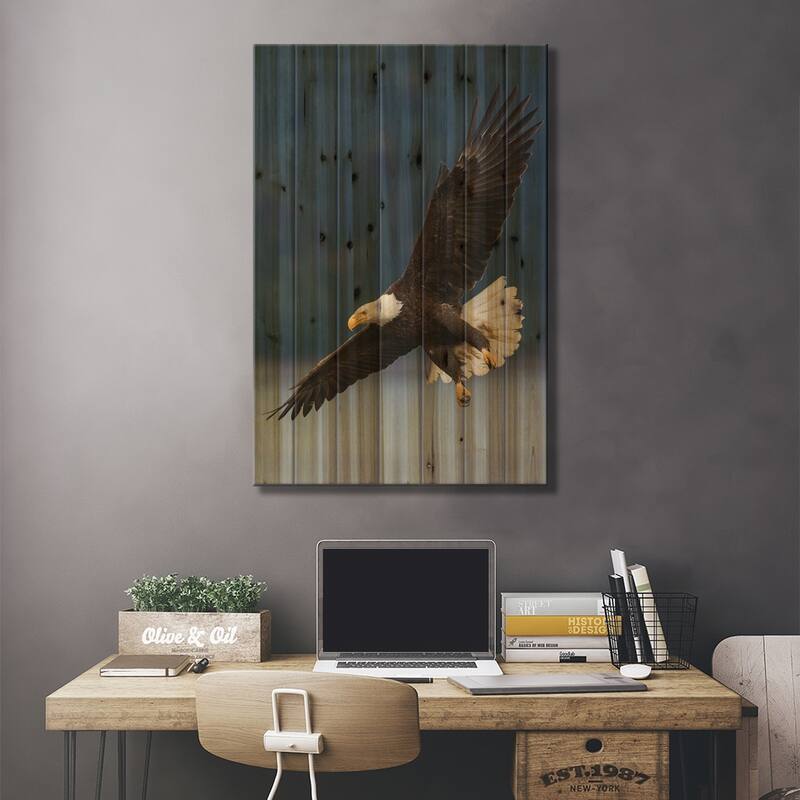 Bald Eagle II Print On Wood by Ken Archer - Multi-Color