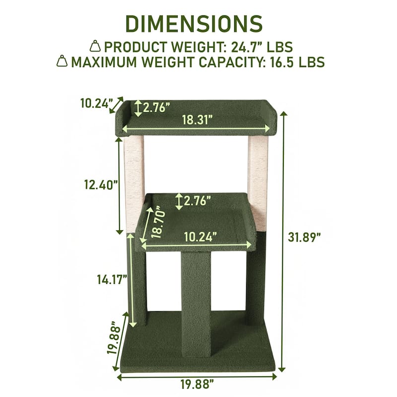 2 Tier Cat condo for Large Cats Tower with Scratching Post
