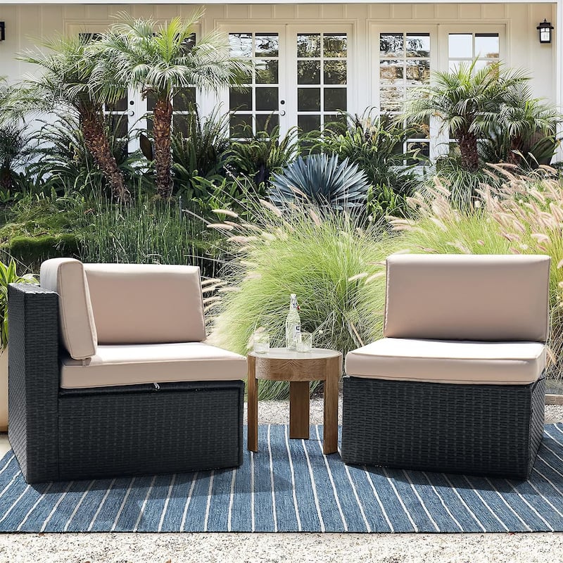 Homall 2 Pieces Patio Furniture Set PE Rattan Sofa Chair Set, Beige - Beige