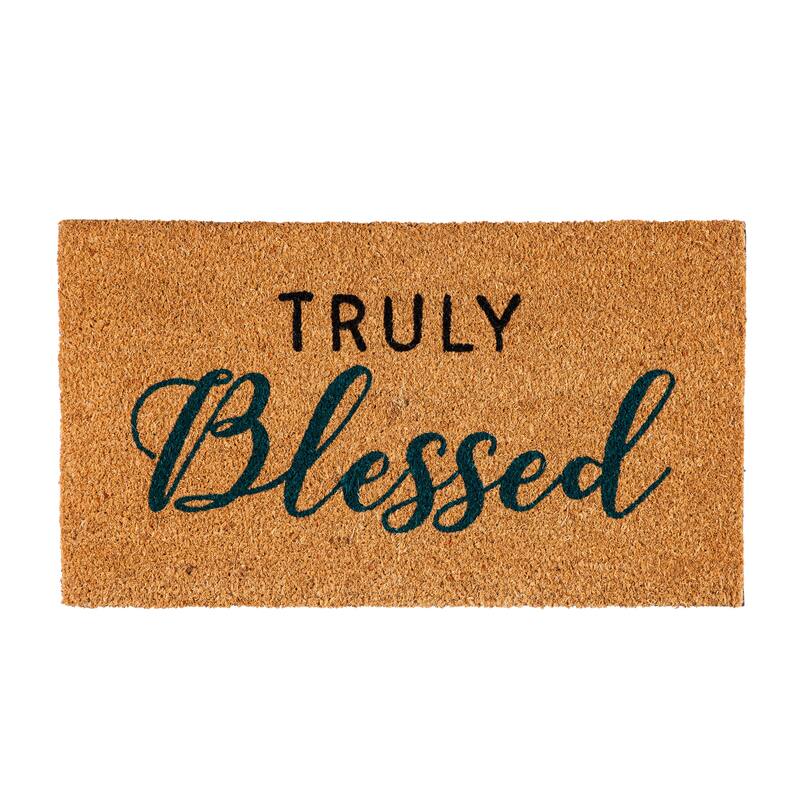 28" x 16" Natural Coir Door Mat, Truly Blessed - 28" x 16"