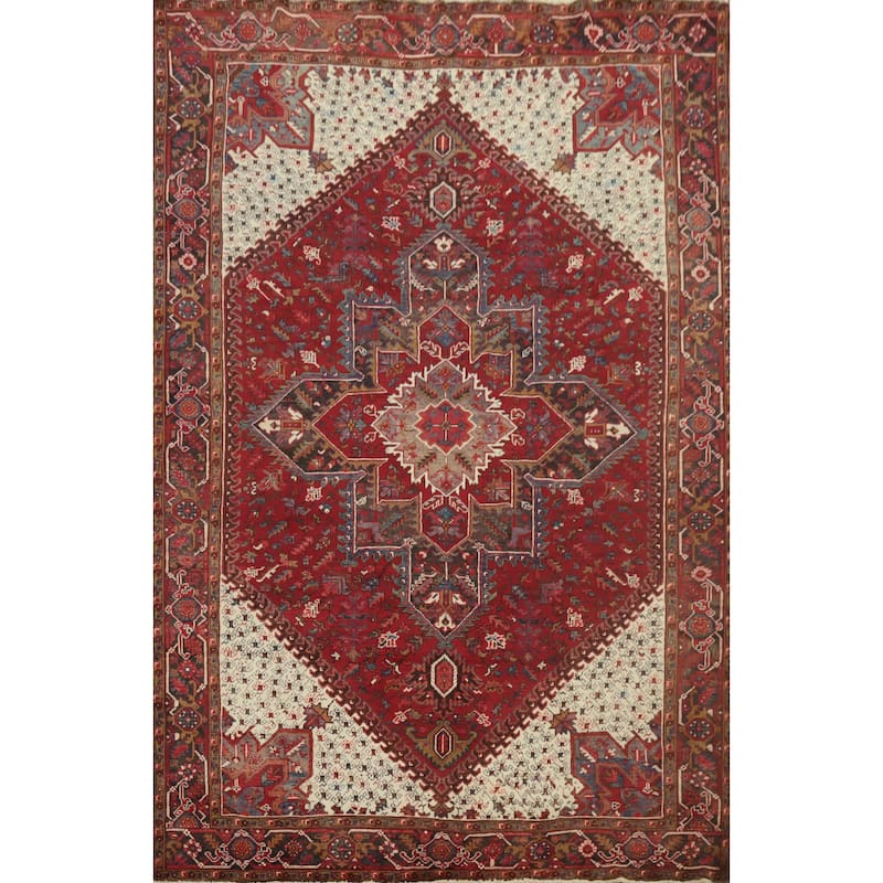 Hand Knotted Oriental 100% Wool Carpet Traditional Medallion Red Heriz Area Rug - 11' 1'' X 8' 4''