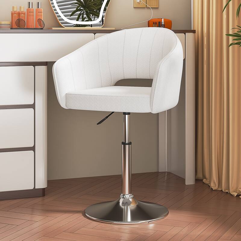 VECELO White 360 Swivel Office Chair Multifunctional Adjustable Height Hollow Back Comfortable Sponge Padding Bar Stool