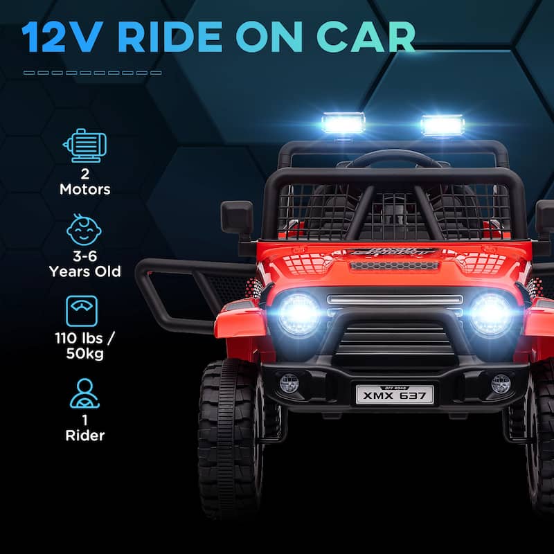 12V Kids Electric Car with Parent Remote, Ride-On Car Red Battery Powered Electric Car with 3 Speeds & Music