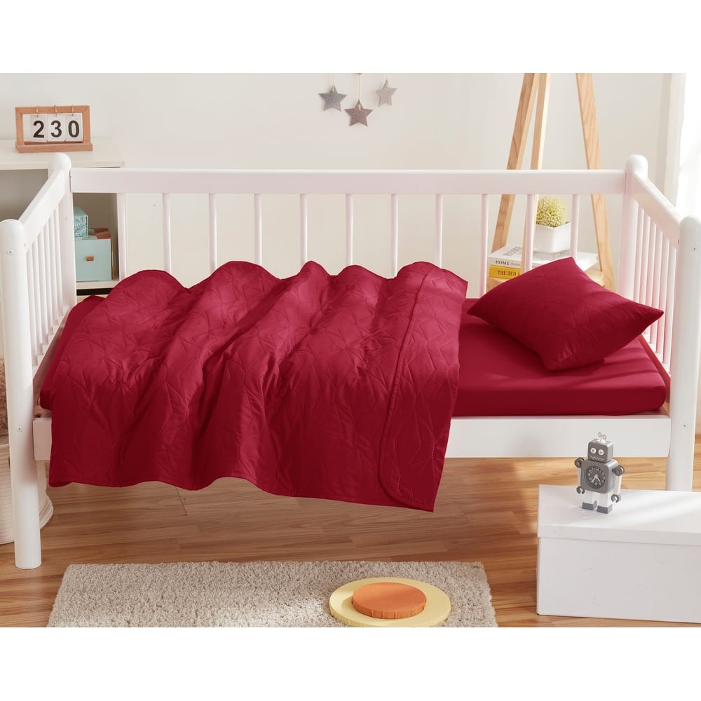 Empyrean Ellipse Weave Toddler Bedding Set, 3PC Bedspread Set - All Season Quilted Comforter, Fitted Sheet, and Pillow Sham