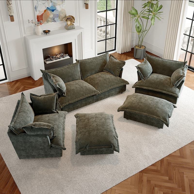Cloud Chenille Upholstered Modular Sectional Sofa