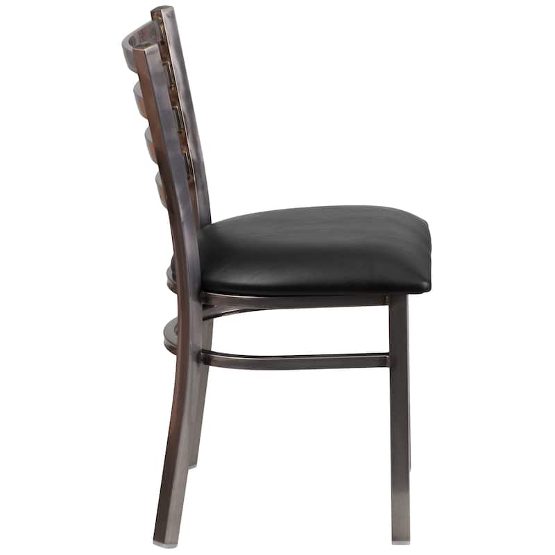 Clear Coated Ladder Back Metal Restaurant Chair - 16.5"W x 17"D x 32.25"H - 16.5"W x 17"D x 32.25"H