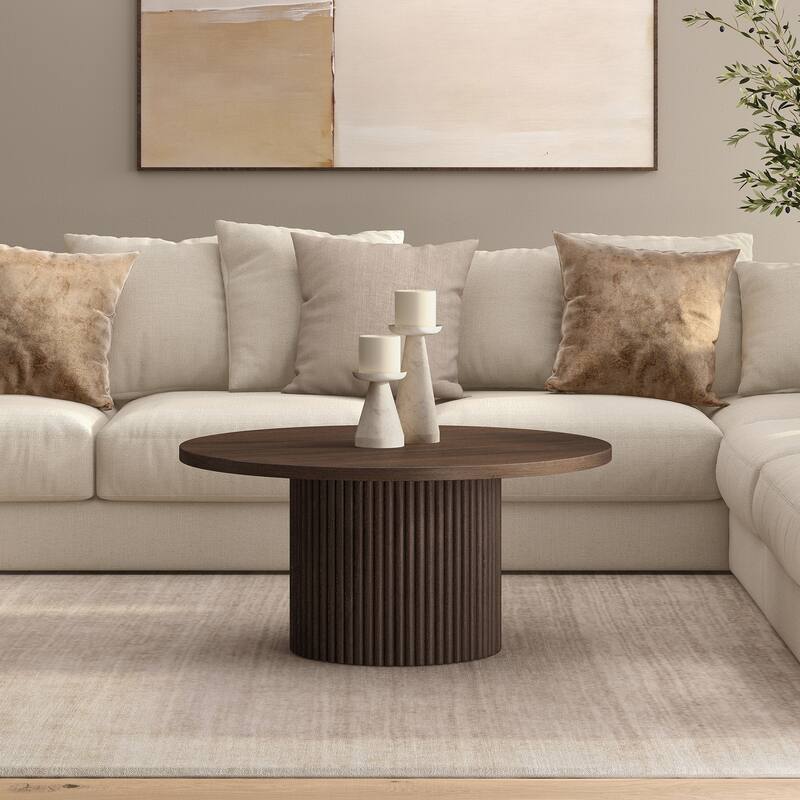 Rollan 32" Wide Round Fluted Coffee Table - 32" Wide