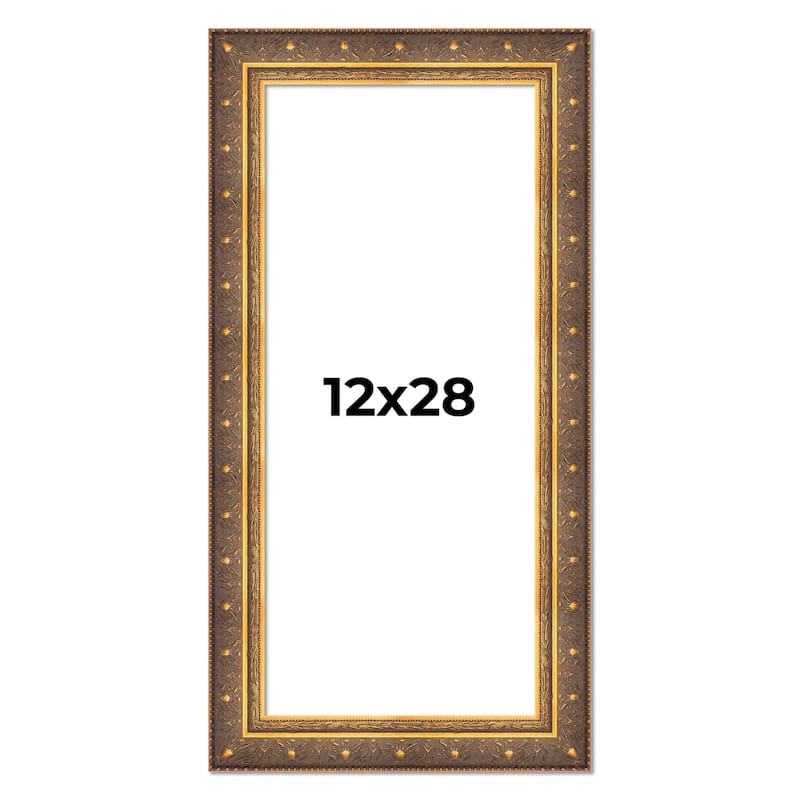 12x28 Frame Vintage Gold Solid Wood Picture Frame | 2.5 Inch Moulding