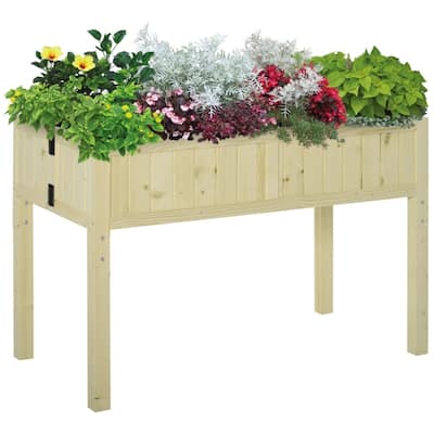 Foldable Natural Wood Raised Garden Bed Fir Wood Elevated Planter Box for Patio Balcony and Garden - 45.25" L x 22" W x 30" H