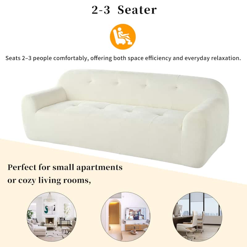 85.8" Wide Chenille 3-Seater Sofa with Tufted Style, Full Sponge Compression, Pocket Spring, No Assembly Required, Beige