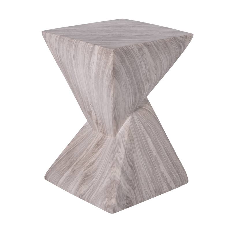 Christopher Knight Home - Modern Indoor/Outdoor 18.5"H Geometric Faux Marble MgO Accent Side Table with Sculptural Fluted Design
