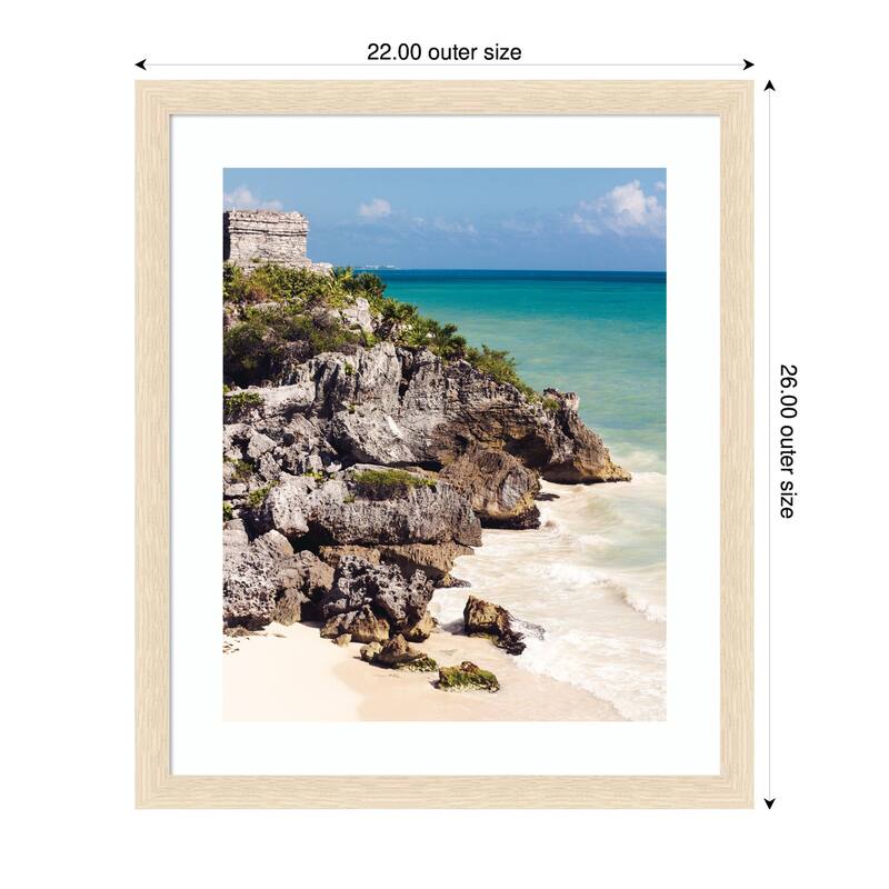 Kate and Laurel Framed Art Tulum Ruins Mexico Seascape by Stephanie Klatt