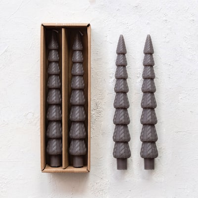Seasonal Silhouette Tree Shaped Taper Candles, Set of 2