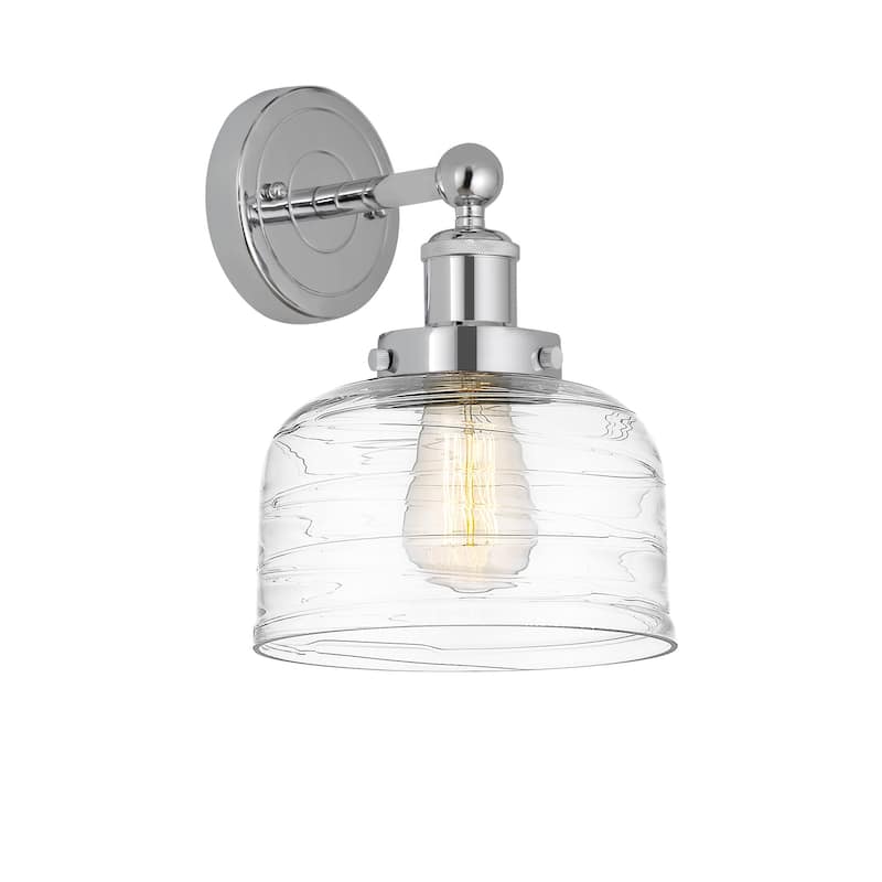 Innovations Lighting 616-1W-10-7-L Bell Sconce Bell 10" Tall Wall - Polished Chrome / Clear Deco Swirl