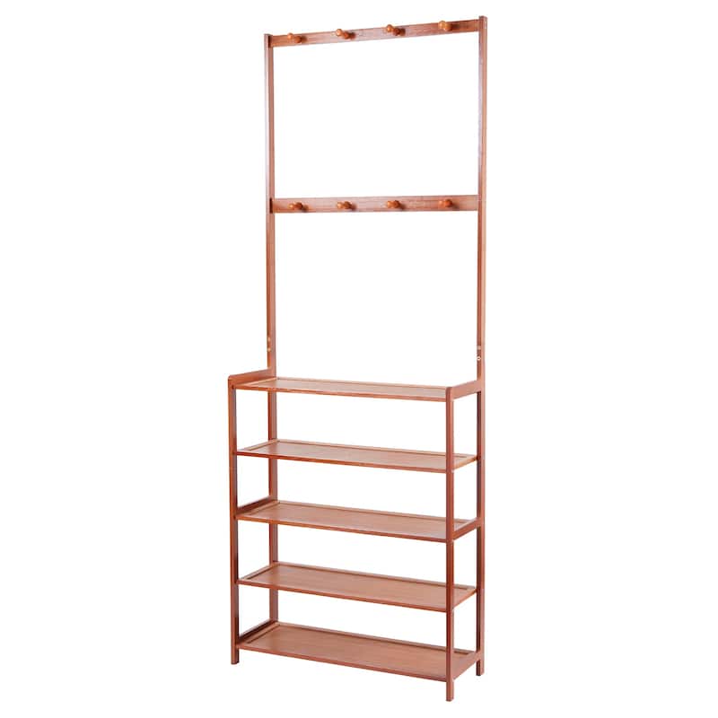 Industrial Entryway Shoes Rack Stand Coat Hat Rack with 8 Hooks