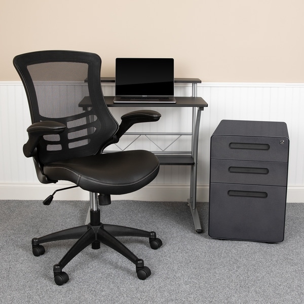 Office Set-Computer Desk, Ergonomic Mesh/LeatherSoft Office Chair, File Cabinet. Opens flyout.