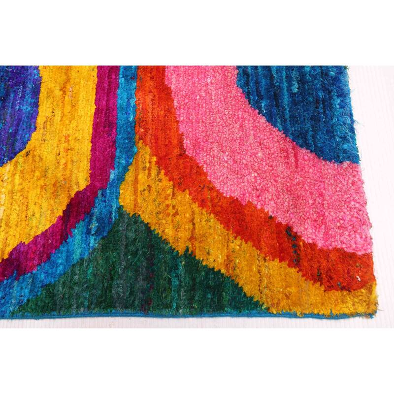 ECARPETGALLERY Hand-knotted Opulence Multi Color Silk Rug - 4'11 x 7'3