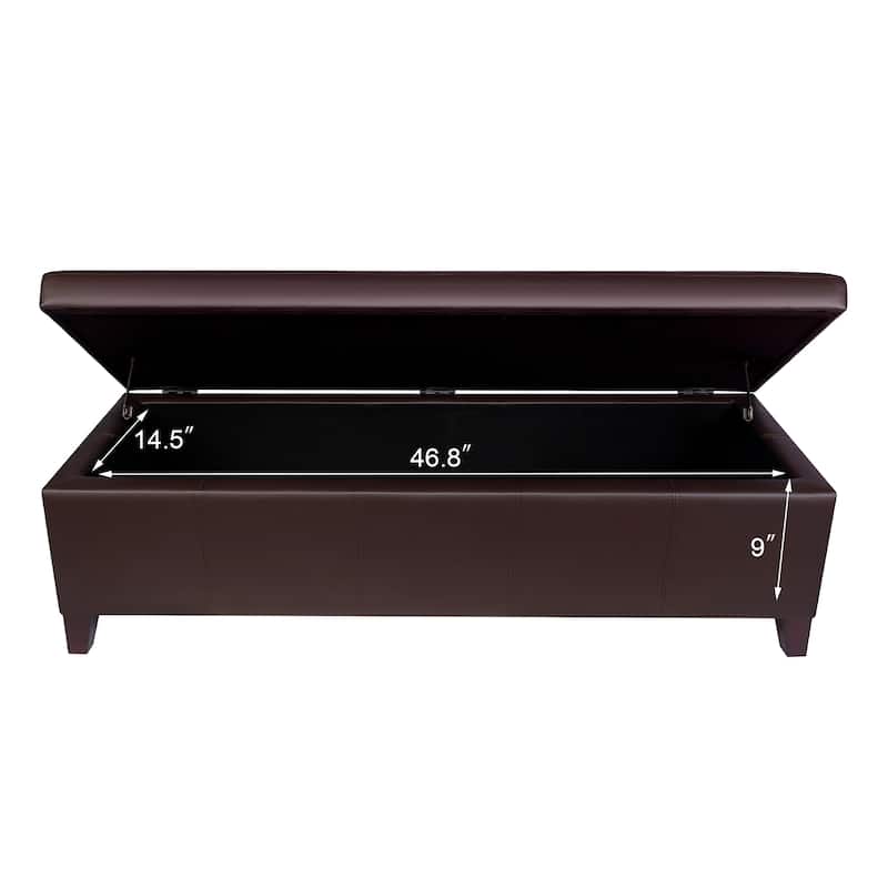Adeco Faux Leather Storage Ottoman Bench for Bedroom