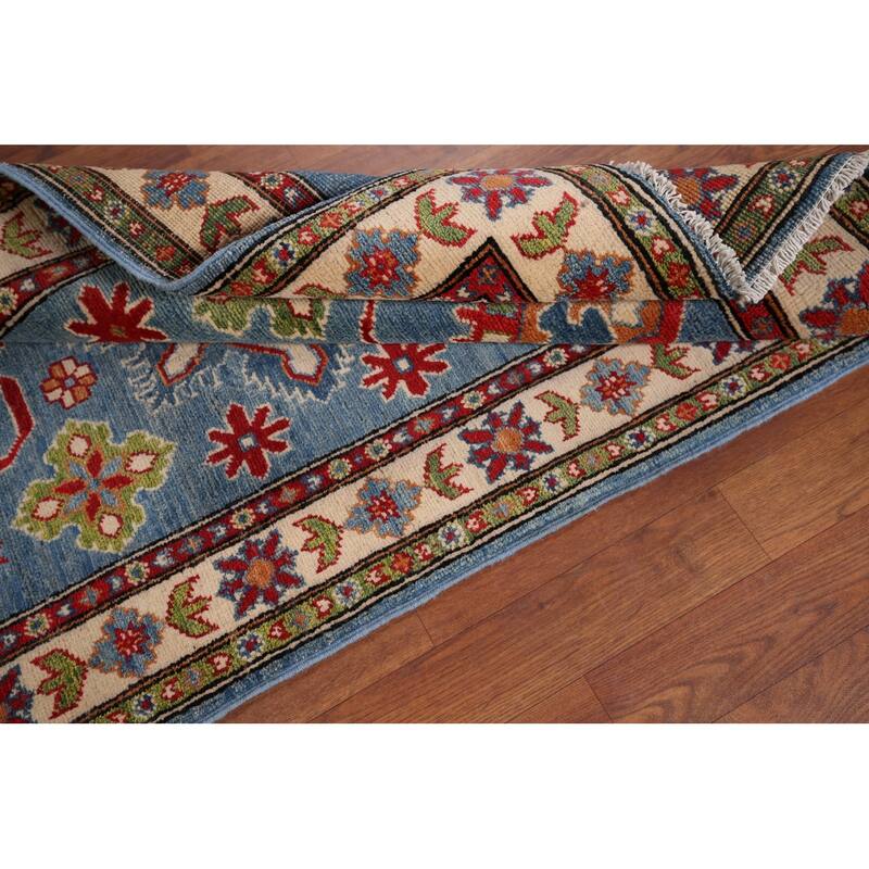 Light Blue Kazak Accent Rug Handmade Wool Carpet - 3'3" x 5'1"