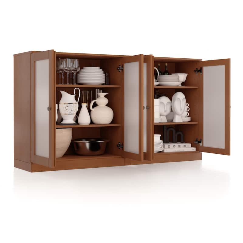Palace Imports 100% Solid Wood 64" Sideboard with Frosted Glass Doors and Adjustable Shelves
