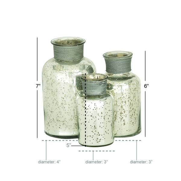 Glass Glam Decorative Jar (Set of 3) S/3 7", 6", 5"H Bed Bath
