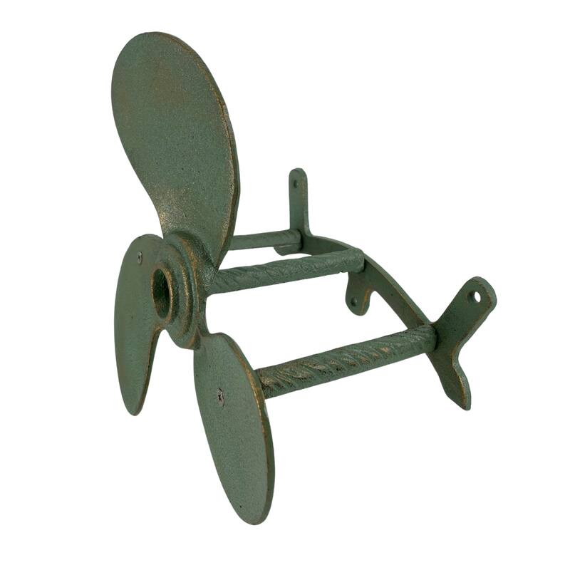Nautical Propeller Hose Holder Verdigris/Bronze, Cast Iron, Holds 75 - 10.25 X 10.25 X 6.5 inches