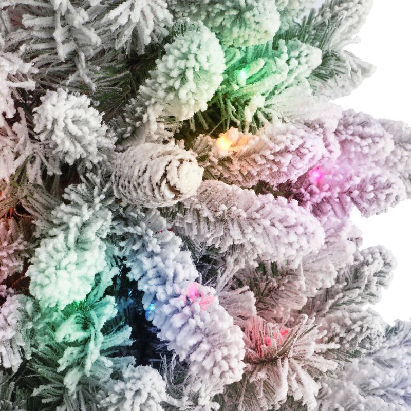 Puleo International 4.5 ft. Pre-lit Flocked ‎Bennington Fir Artificial Christmas Tree