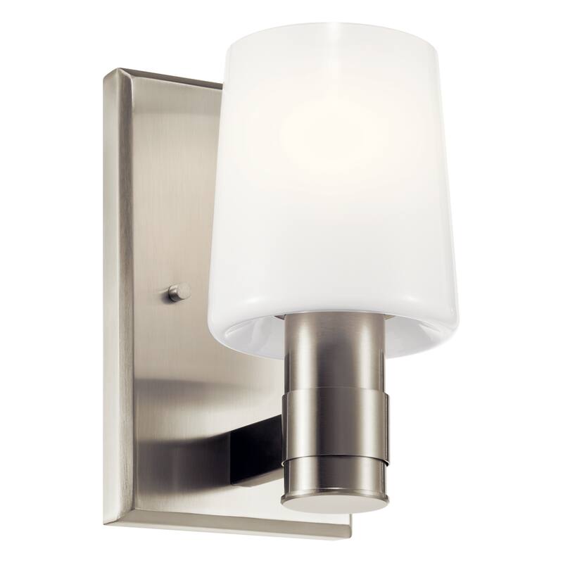 Adani 1-Light Wall Sconce with Opal Glass Shade - 8.5 in - Brushed Nickel